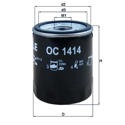 Сменный масляный фильтр OC 1414 MAHLE (Filtration Group) 