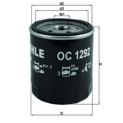 Сменный масляный фильтр OC 1292 MAHLE (Filtration Group) 