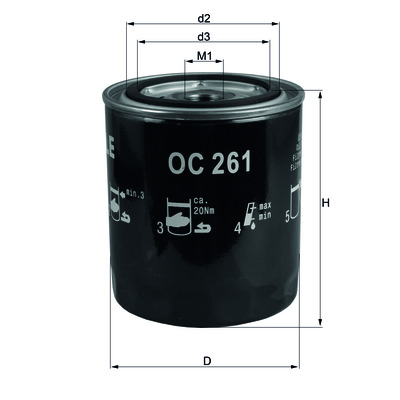 Сменный масляный фильтр OC 261 MAHLE (Filtration Group) 