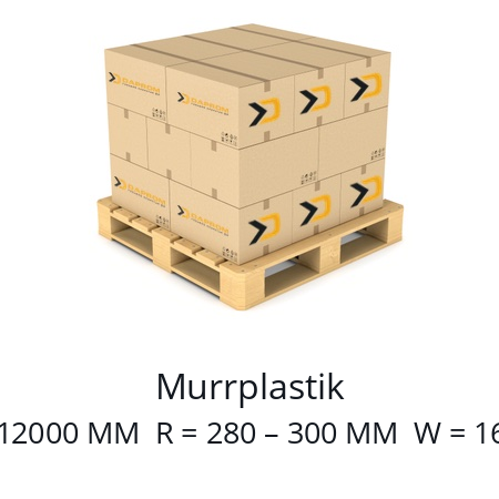   Murrplastik V = 5 M/S  A = 10 M/S2  L = 12000 MM  R = 280 – 300 MM  W = 160-180 MM  H = 50 – 60 MM